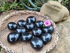 Polished Black Basalt Palm Stones x 12 From Antsirabe, Madagascar - Toprock Gemstones and Minerals 