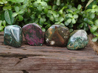 Polished Ruby Corundum In Chrome Verdite Standing Free Forms x 4 From Zimbabwe - Toprock Gemstones and Minerals 