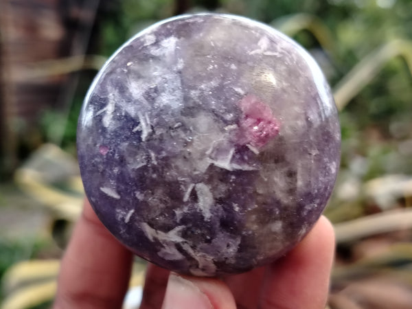 Polished Lepidolite with Pink Rubellite Palm Stones x 24 From Ambatondrazaka, Madagascar - Toprock Gemstones and Minerals 