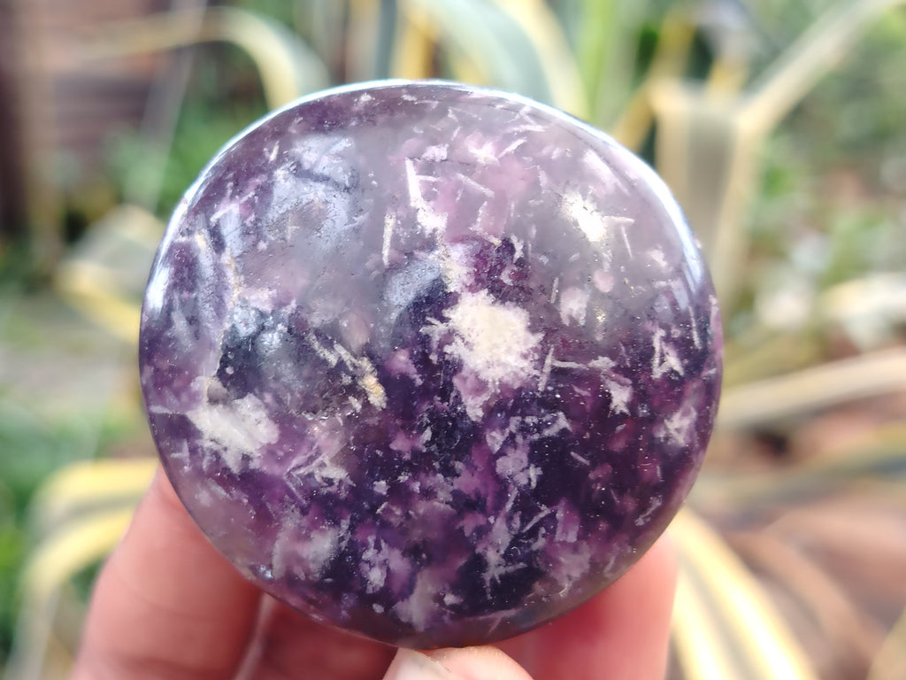 Polished Lepidolite with Pink Rubellite Palm Stones x 24 From Ambatondrazaka, Madagascar - Toprock Gemstones and Minerals 