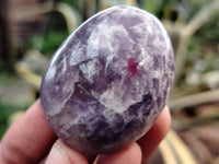 Polished Lepidolite with Pink Rubellite Palm Stones x 24 From Ambatondrazaka, Madagascar - Toprock Gemstones and Minerals 