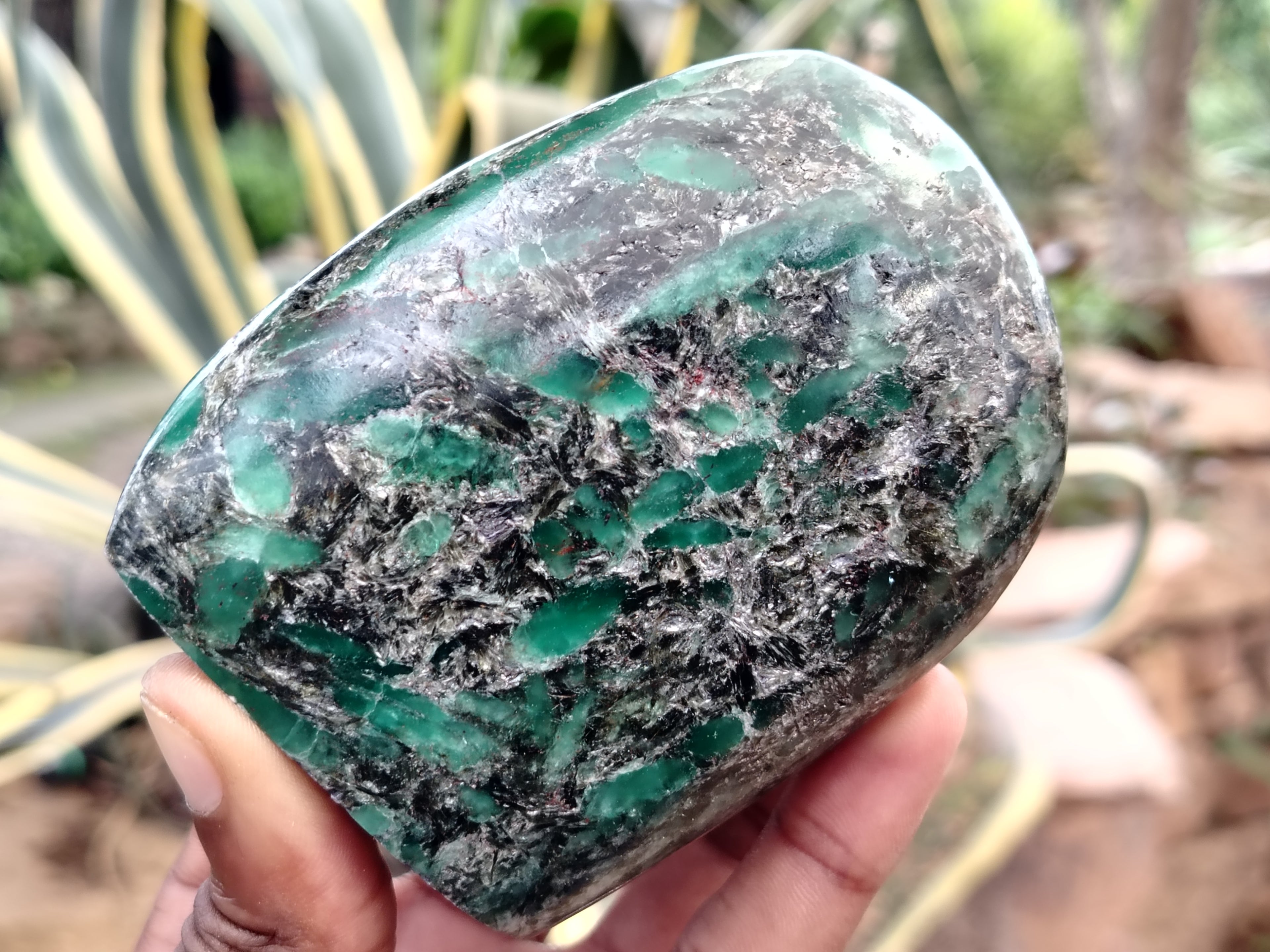Polished Rare Emerald Mica In Matrix Standing Free Forms x 3 From Mutoko, Zimbabwe - Toprock Gemstones and Minerals 