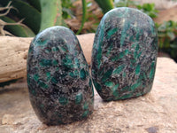 Polished Rare Emerald Mica In Matrix Standing Free Forms x 3 From Mutoko, Zimbabwe - Toprock Gemstones and Minerals 