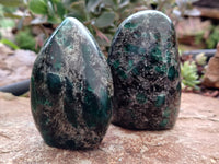 Polished Rare Emerald Mica In Matrix Standing Free Forms x 3 From Mutoko, Zimbabwe - Toprock Gemstones and Minerals 