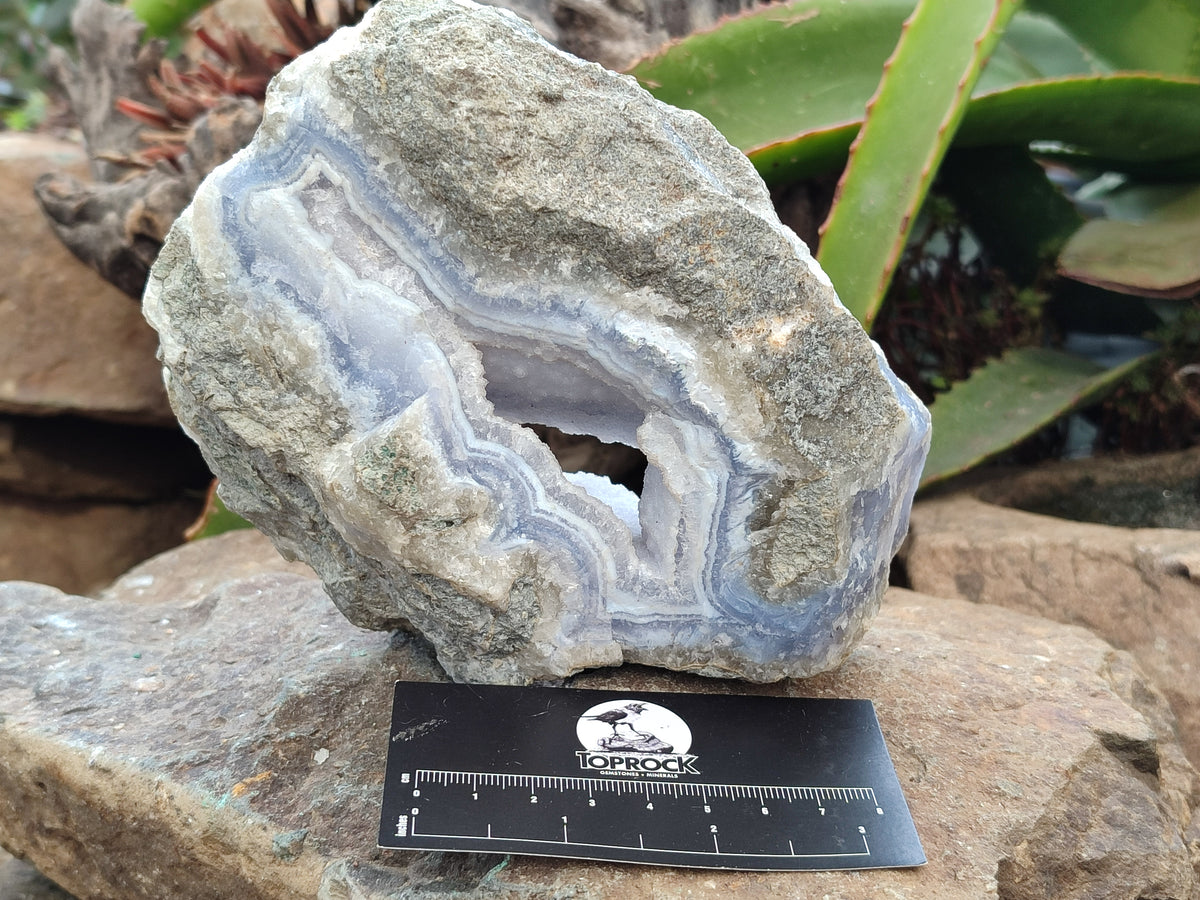 Natural Blue Lace Agate Geode Specimens x 2 From Malawi - Toprock Gemstones and Minerals 