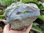 Natural Blue Lace Agate Geode Specimens x 2 From Malawi - Toprock Gemstones and Minerals 