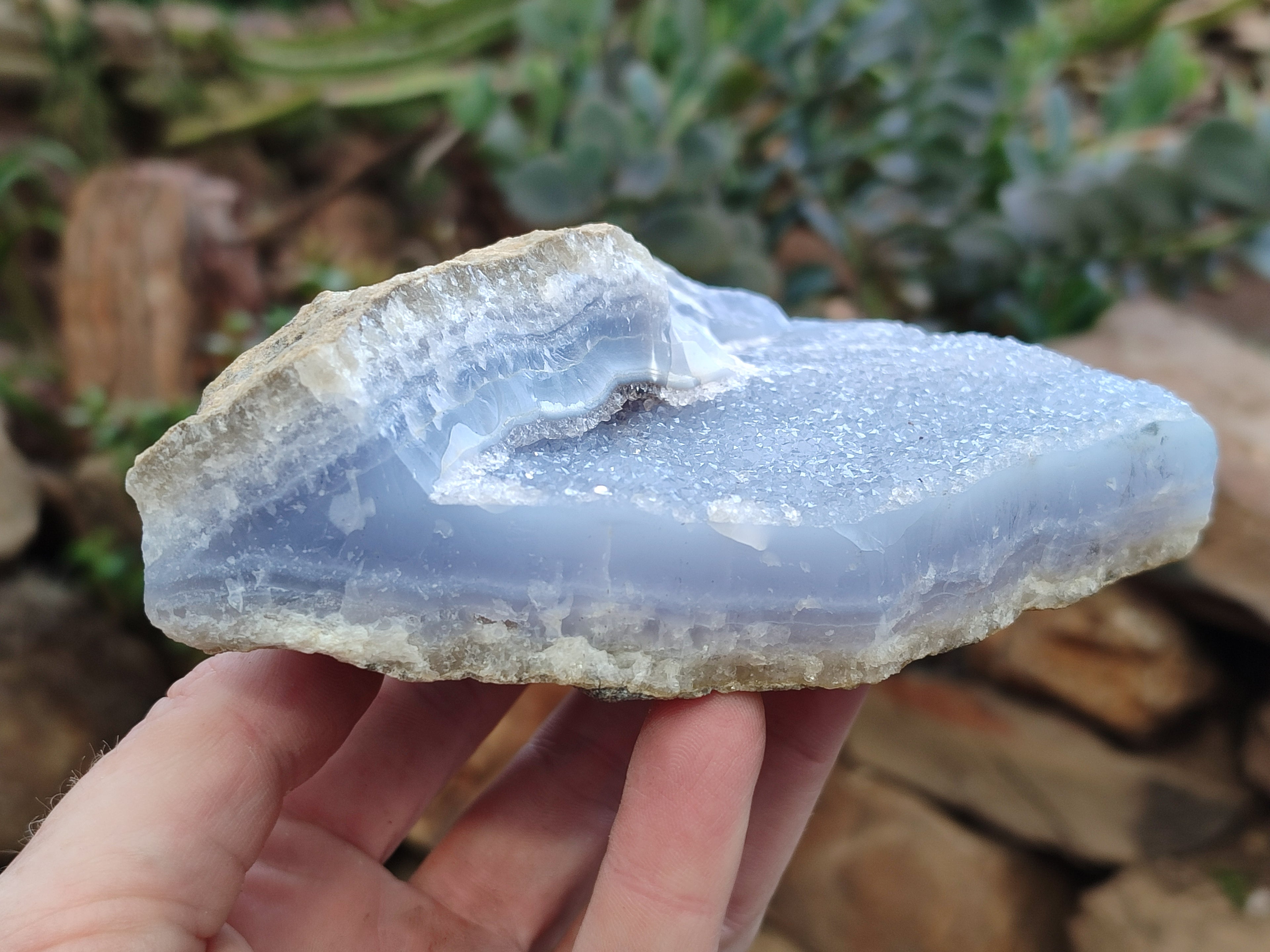 Natural Blue Lace Agate Geode Specimens x 2 From Malawi - Toprock Gemstones and Minerals 