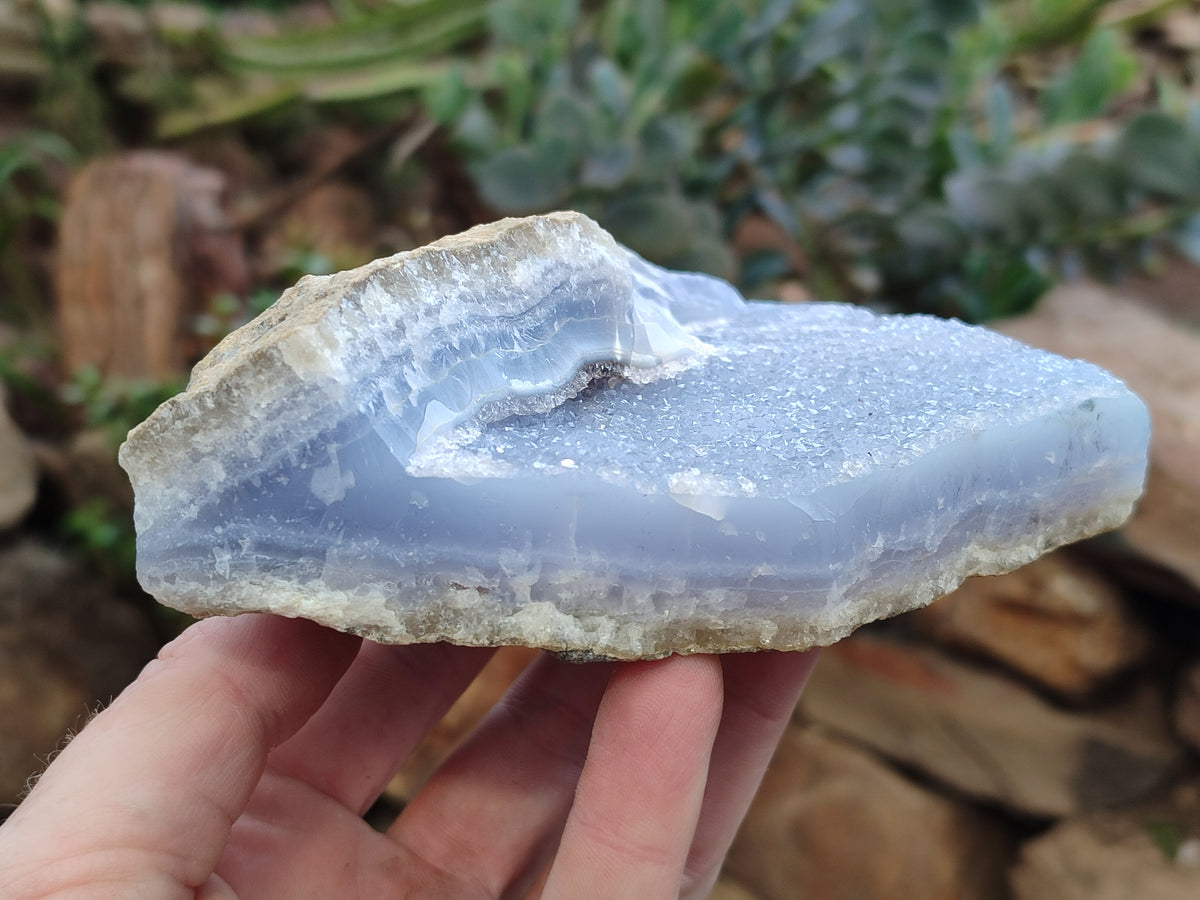 Natural Blue Lace Agate Geode Specimens x 2 From Malawi - Toprock Gemstones and Minerals 