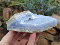 Natural Blue Lace Agate Geode Specimens x 2 From Malawi - Toprock Gemstones and Minerals 