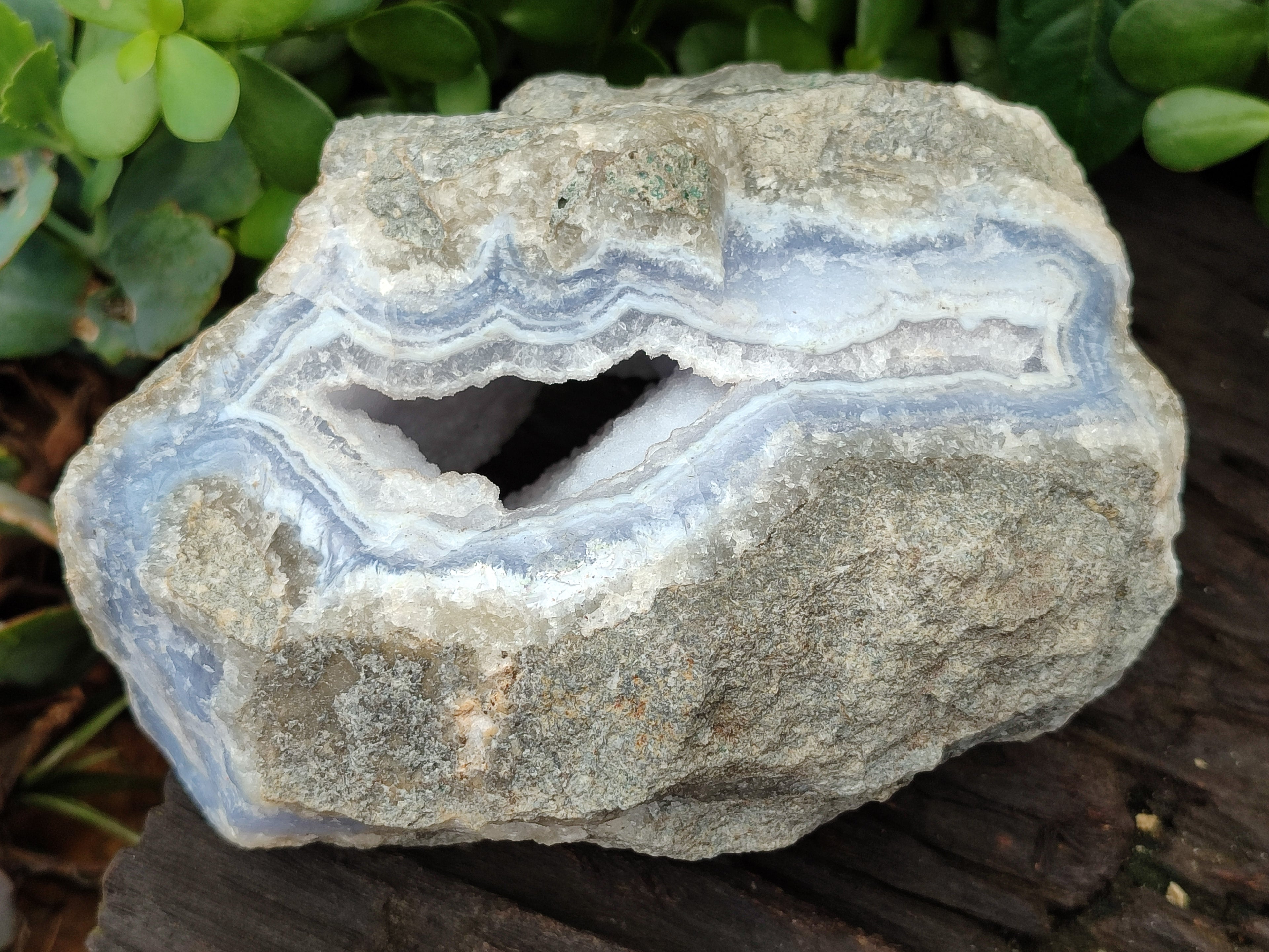 Natural Blue Lace Agate Geode Specimens x 2 From Malawi - Toprock Gemstones and Minerals 