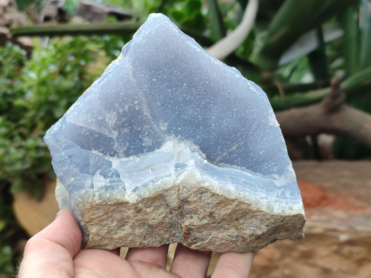 Natural Blue Lace Agate Geode Specimens x 2 From Malawi - Toprock Gemstones and Minerals 