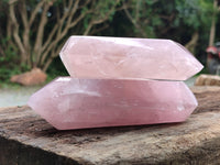 Polished Double Terminated Rose Quartz Points x 4 From Ambatondrazaka, Madagascar