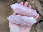 Polished Double Terminated Rose Quartz Points x 4 From Ambatondrazaka, Madagascar - Toprock Gemstones and Minerals 