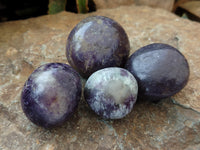 Polished Lepidolite with Pink Rubellite Palm Stones x 24 From Ambatondrazaka, Madagascar - Toprock Gemstones and Minerals 