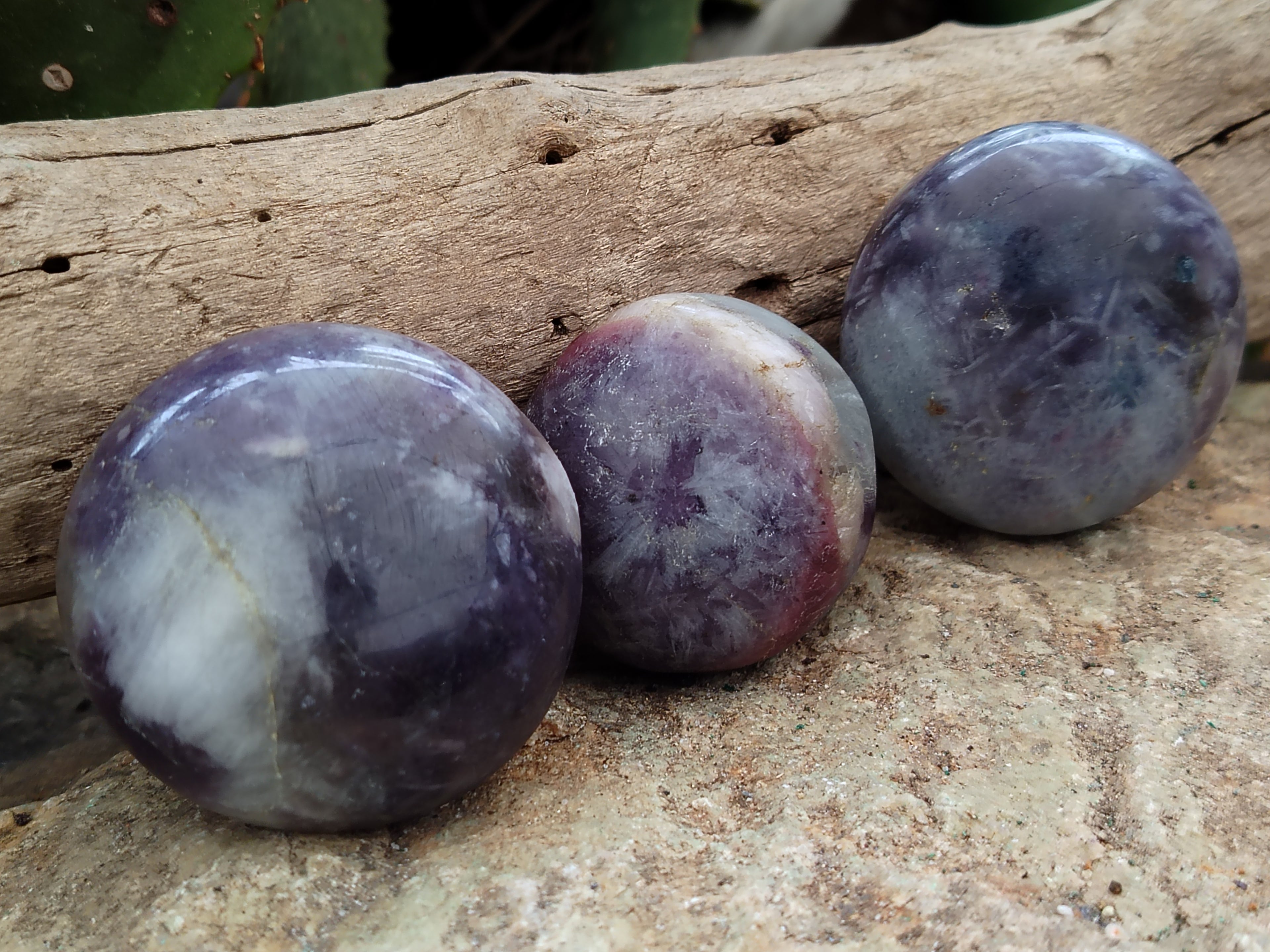 Polished Lepidolite with Pink Rubellite Palm Stones x 24 From Ambatondrazaka, Madagascar - Toprock Gemstones and Minerals 
