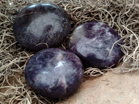Polished Lepidolite with Pink Rubellite Palm Stones x 24 From Ambatondrazaka, Madagascar - Toprock Gemstones and Minerals 