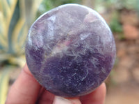 Polished Lepidolite with Pink Rubellite Palm Stones x 24 From Ambatondrazaka, Madagascar - Toprock Gemstones and Minerals 