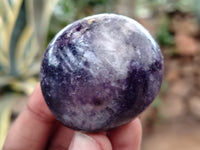 Polished Lepidolite with Pink Rubellite Palm Stones x 24 From Ambatondrazaka, Madagascar - Toprock Gemstones and Minerals 