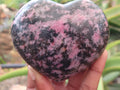 Polished Rhodonite Gemstone Hearts x 3 From Madagascar - Toprock Gemstones and Minerals 