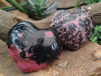 Polished Rhodonite Gemstone Hearts x 3 From Madagascar - Toprock Gemstones and Minerals 