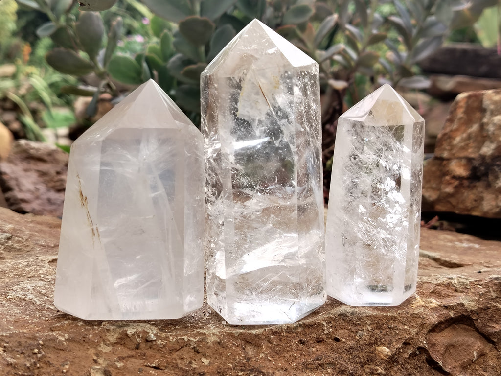Polished Clear Quartz Crystals x 6 From Madagascar - Toprock Gemstones and Minerals 