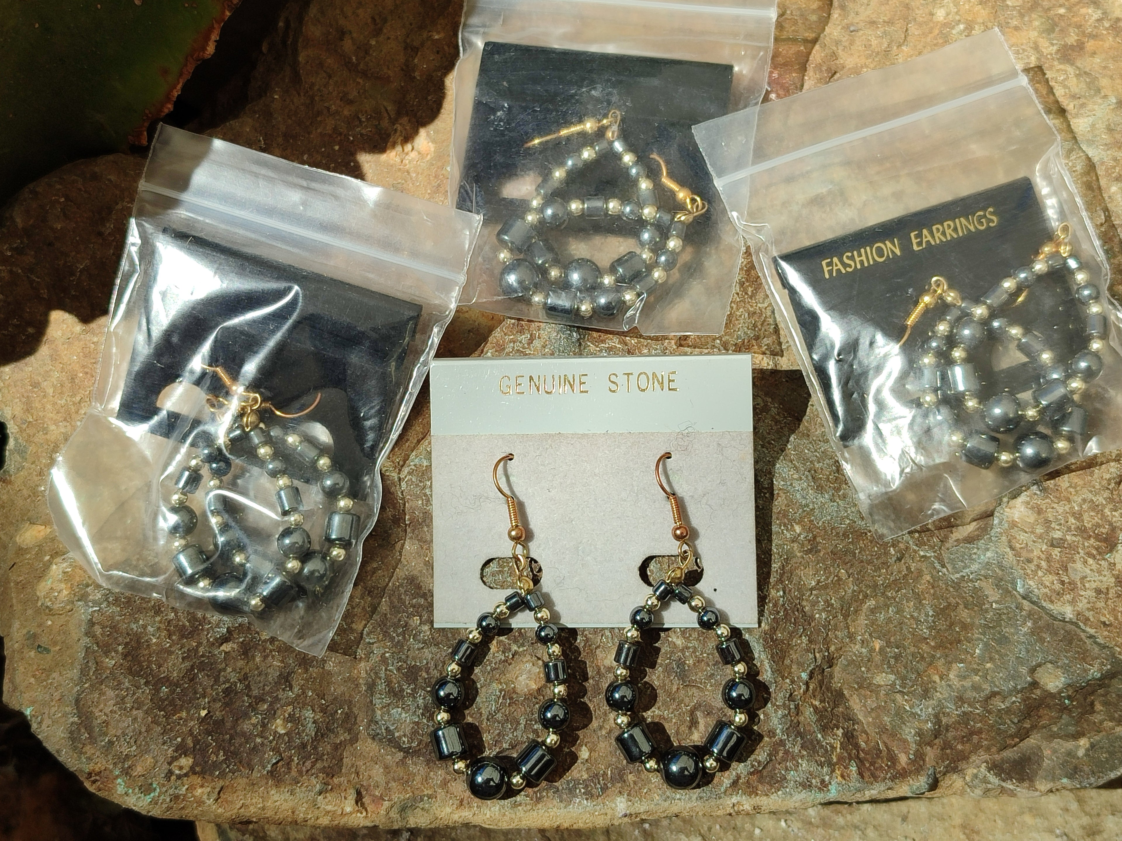 Polished Pair of Hematite Bead Hoop Earrings - sold per Pair - From China - Toprock Gemstones and Minerals 