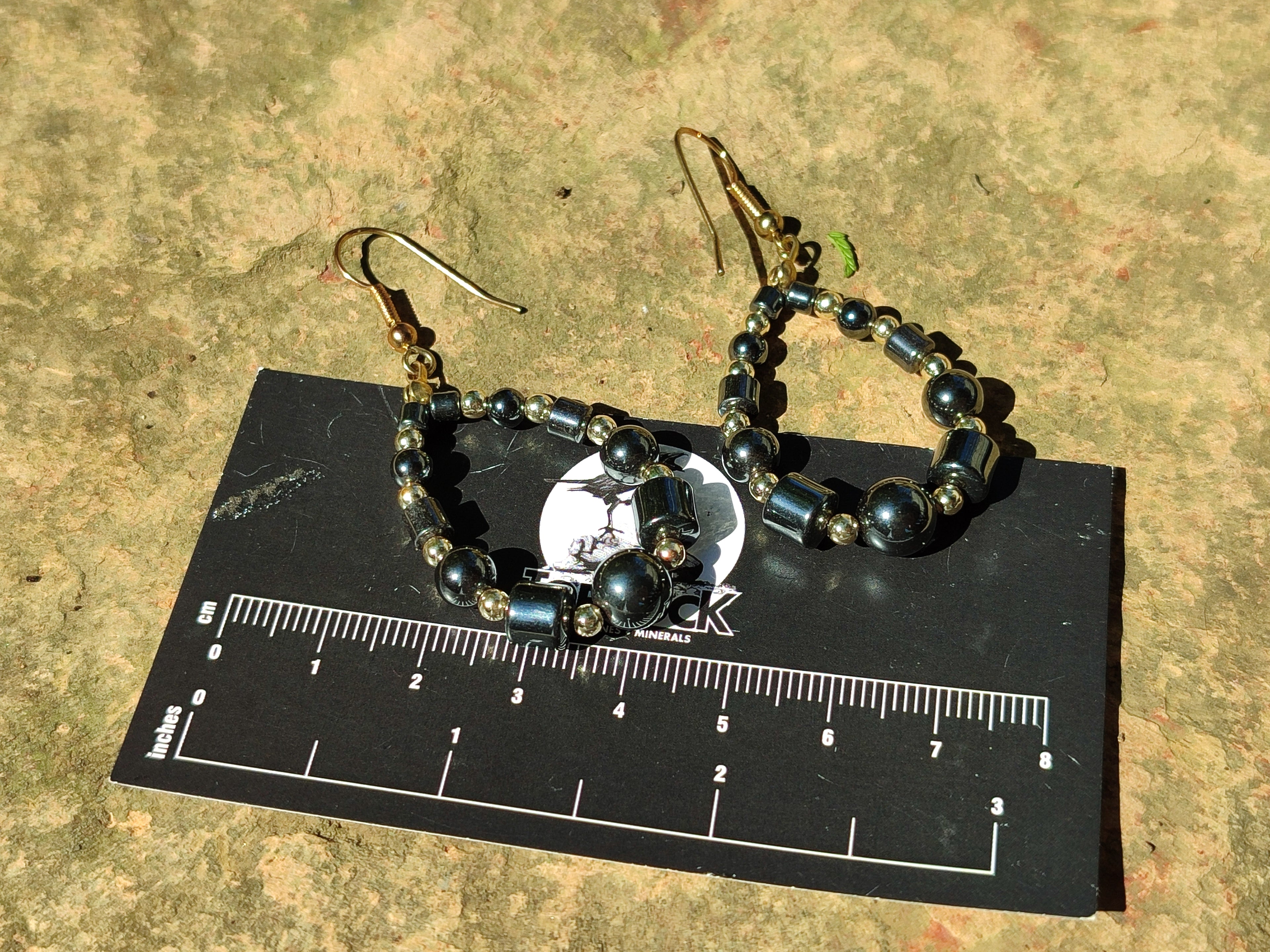 Polished Pair of Hematite Bead Hoop Earrings - sold per Pair - From China - Toprock Gemstones and Minerals 