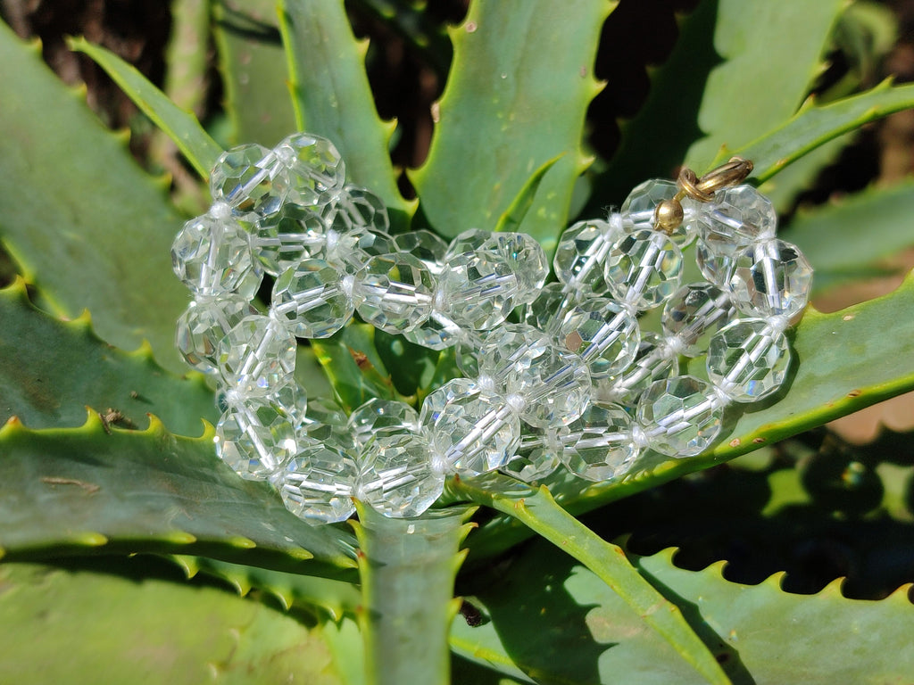 Polished Quartz Crystal Faceted Bead Necklace - Sold Per Item - From Madagascar - Toprock Gemstones and Minerals 