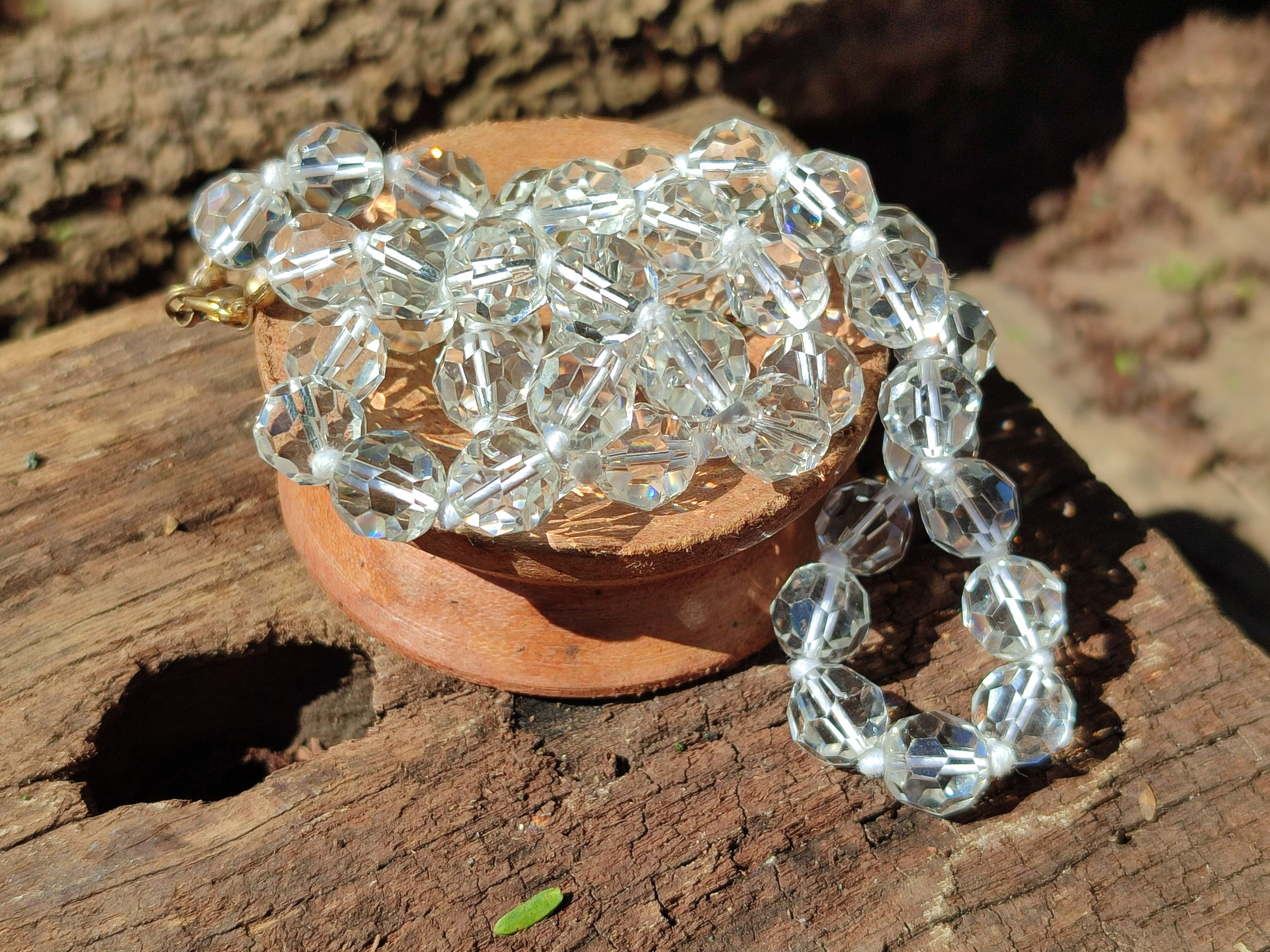 Polished Quartz Crystal Faceted Bead Necklace - Sold Per Item - From Madagascar - Toprock Gemstones and Minerals 