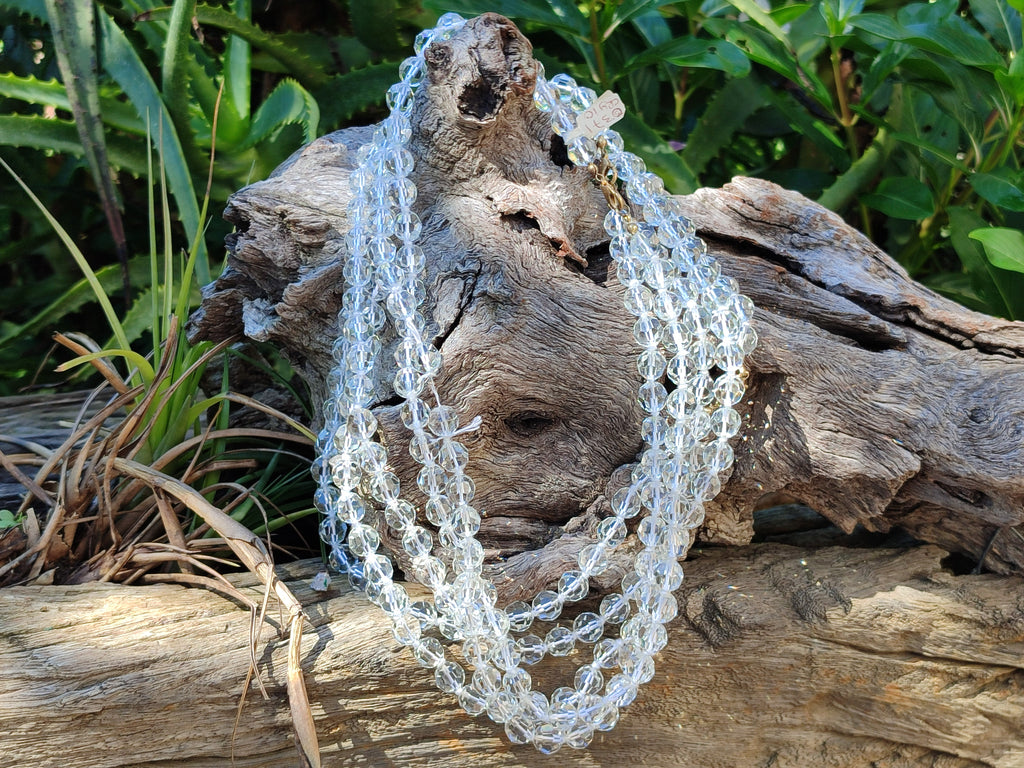 Polished Quartz Crystal Faceted Bead Necklace - Sold Per Item - From Madagascar - Toprock Gemstones and Minerals 