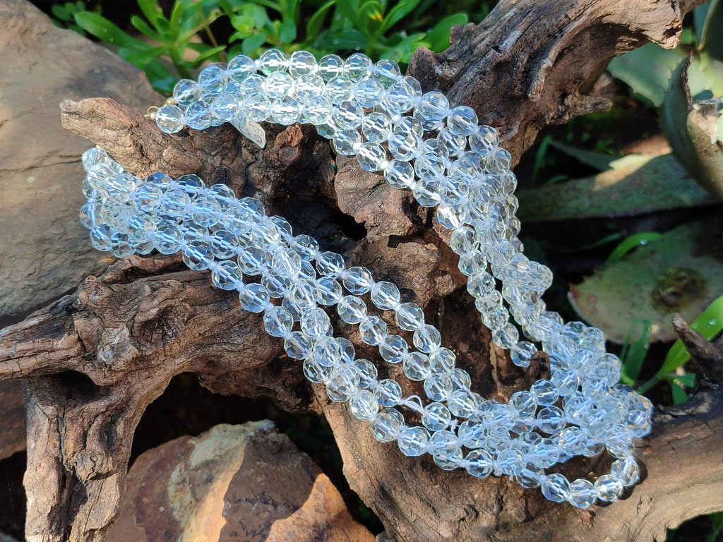 Polished Quartz Crystal Faceted Bead Necklace - Sold Per Item - From Madagascar - Toprock Gemstones and Minerals 