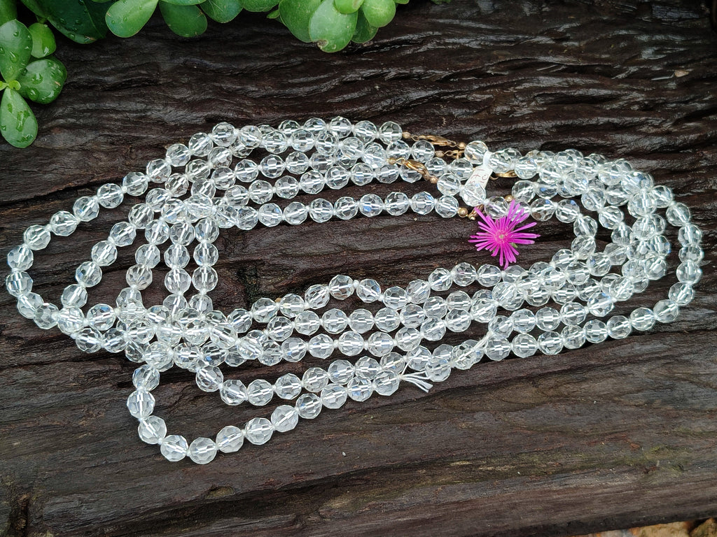 Polished Quartz Crystal Faceted Bead Necklace - Sold Per Item - From Madagascar - Toprock Gemstones and Minerals 