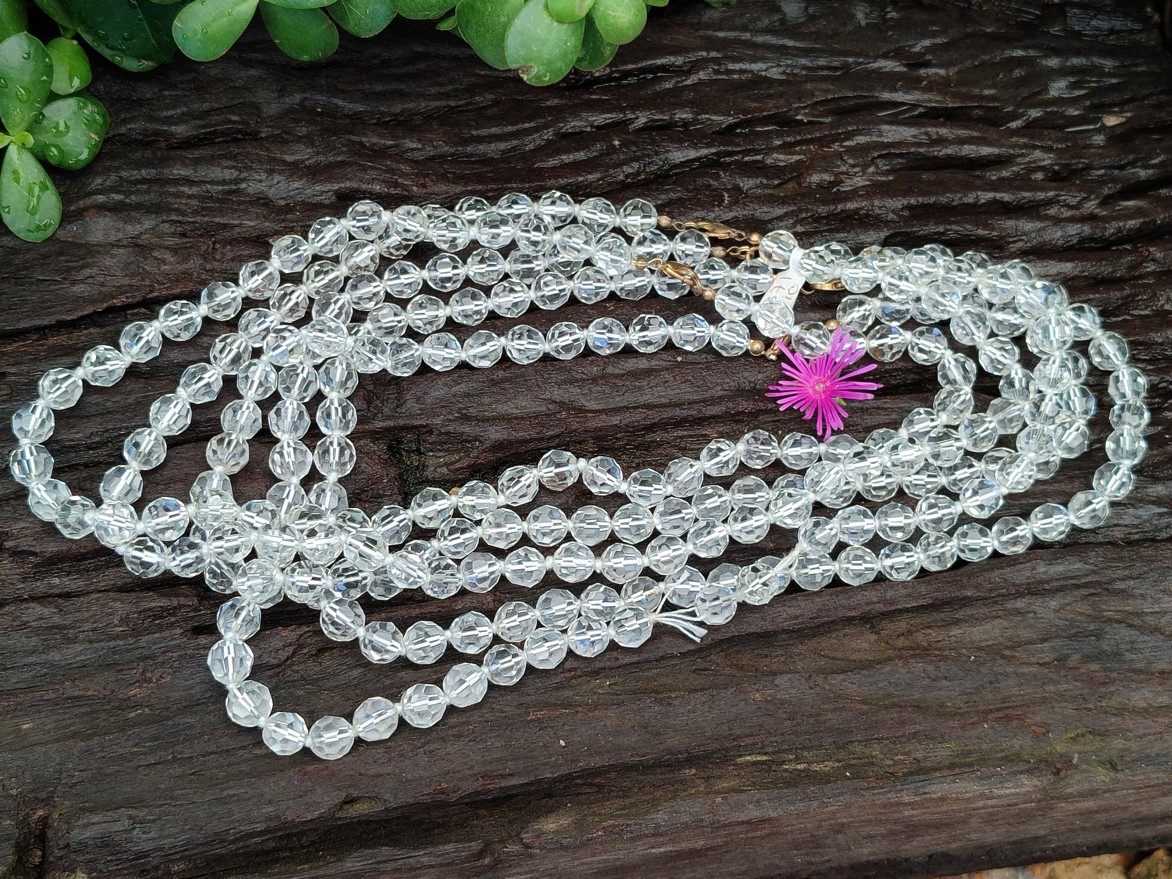 Polished Quartz Crystal Faceted Bead Necklace - Sold Per Item - From Madagascar - Toprock Gemstones and Minerals 