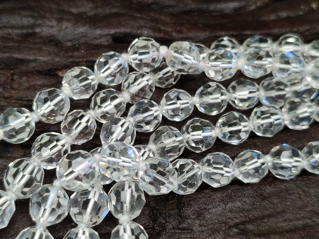 Polished Quartz Crystal Faceted Bead Necklace - Sold Per Item - From Madagascar - Toprock Gemstones and Minerals 