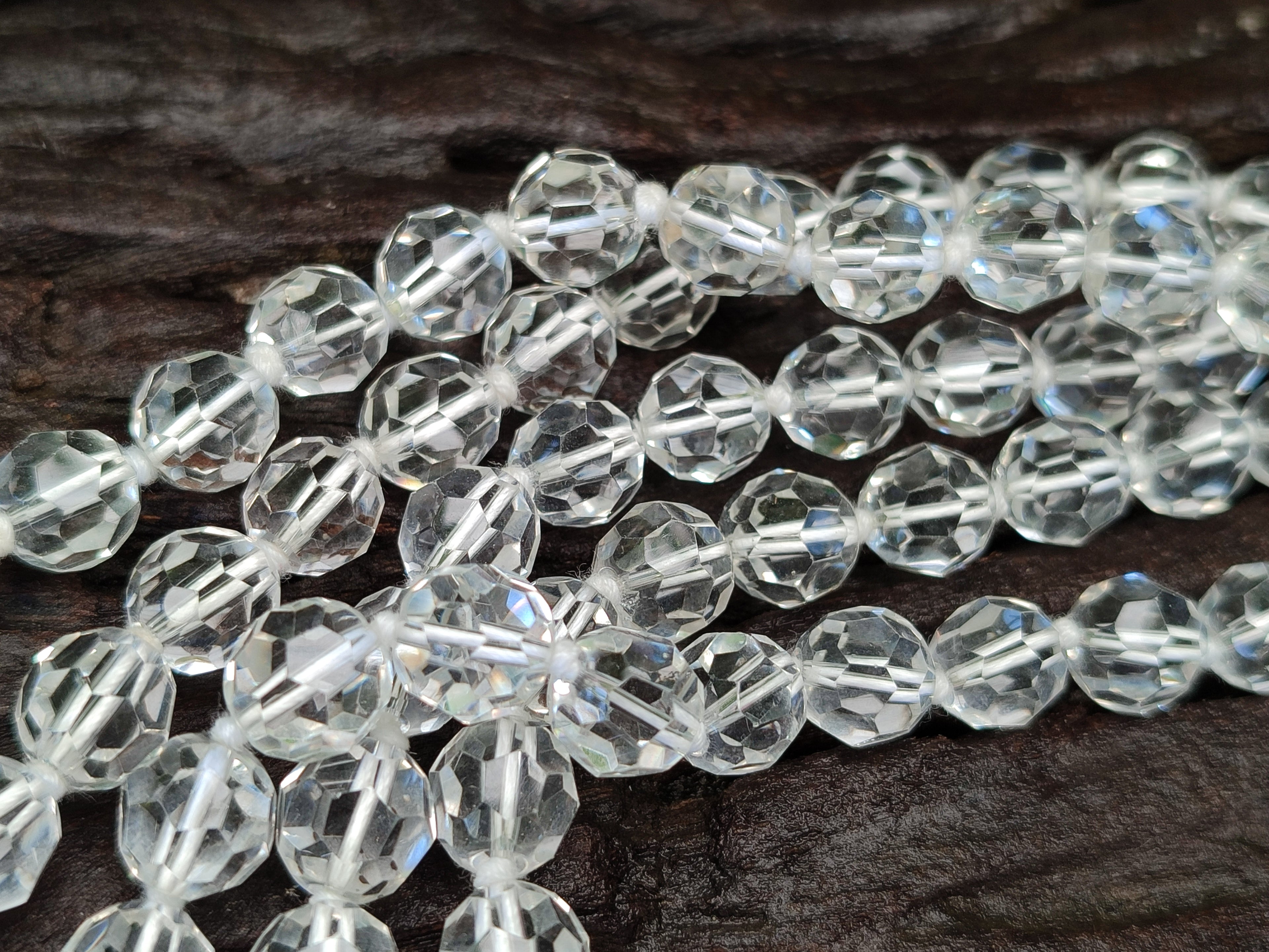 Polished Quartz Crystal Faceted Bead Necklace - Sold Per Item - From Madagascar - Toprock Gemstones and Minerals 