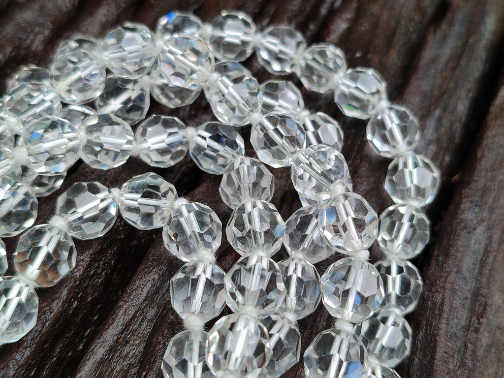 Polished Quartz Crystal Faceted Bead Necklace - Sold Per Item - From Madagascar - Toprock Gemstones and Minerals 