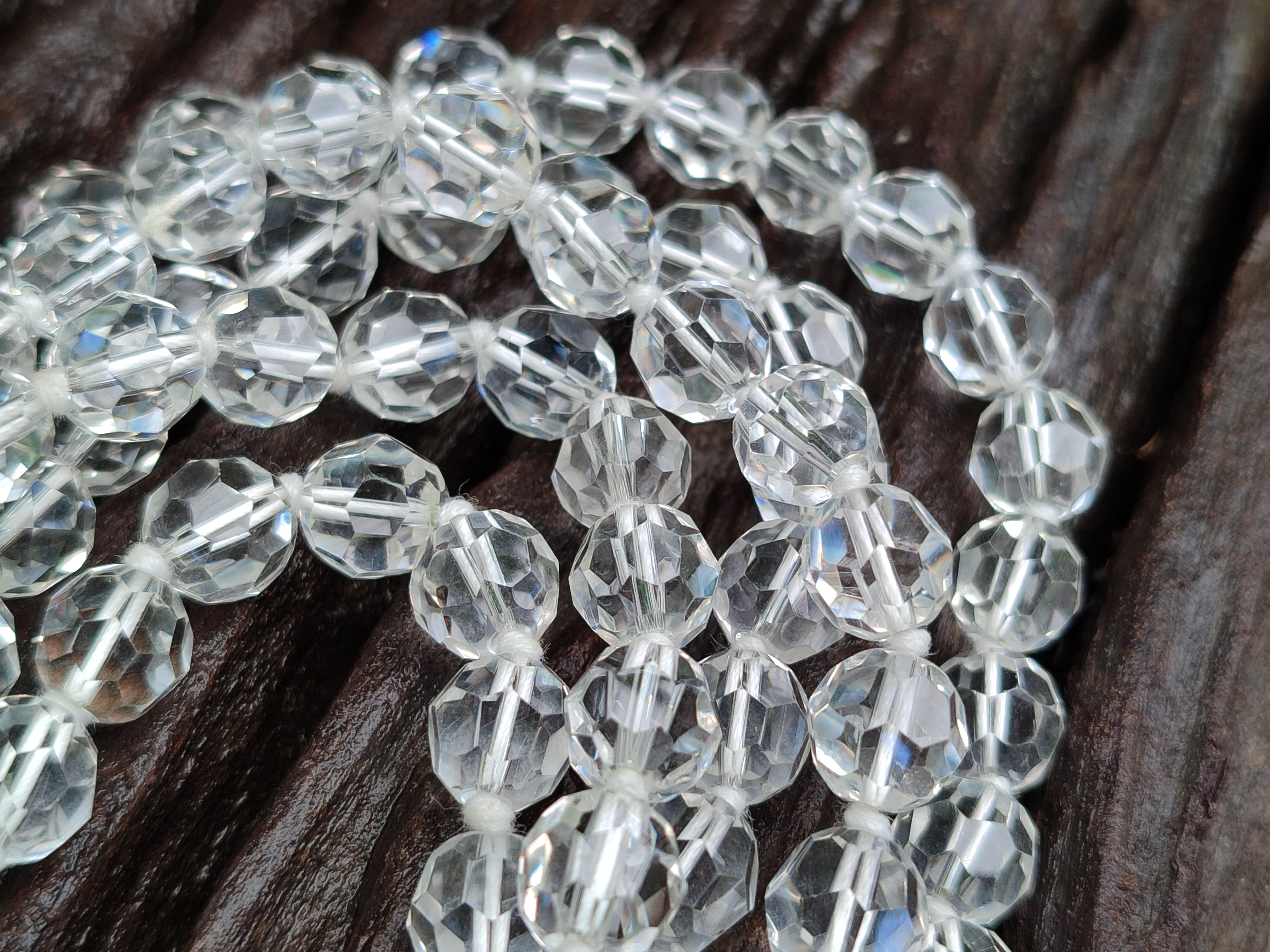 Polished Quartz Crystal Faceted Bead Necklace - Sold Per Item - From Madagascar - Toprock Gemstones and Minerals 