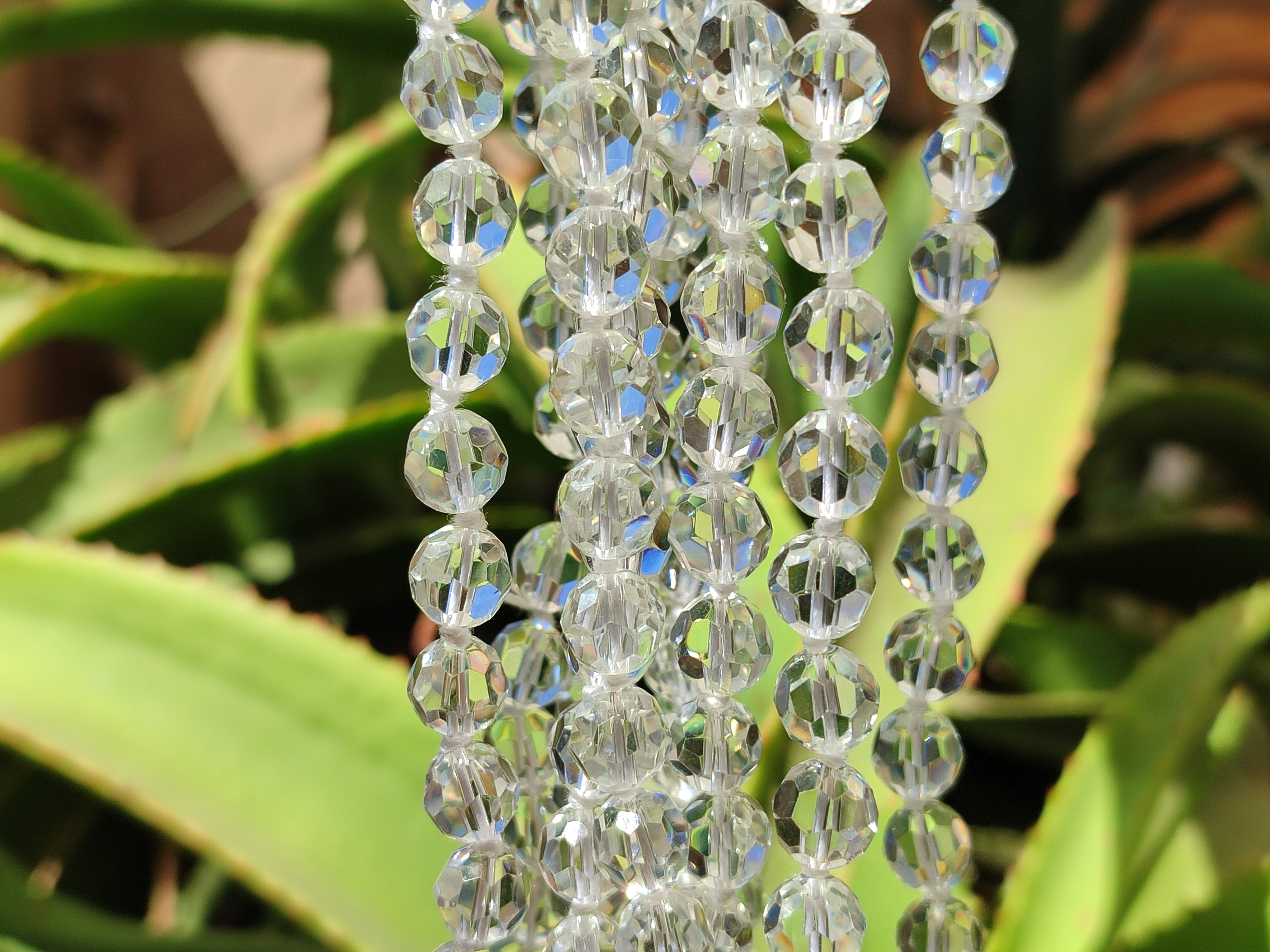 Polished Quartz Crystal Faceted Bead Necklace - Sold Per Item - From Madagascar - Toprock Gemstones and Minerals 