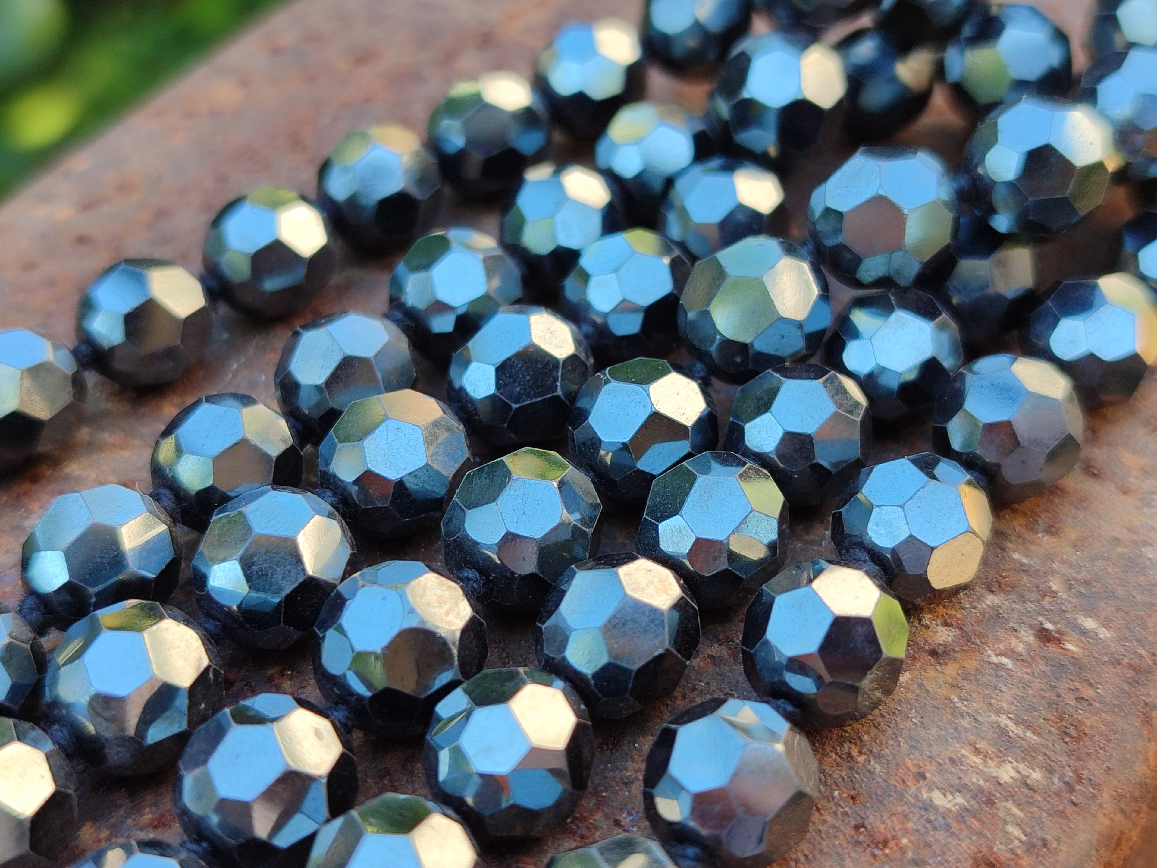 Polished Hematite Faceted Bead Necklace - sold per item- From China - Toprock Gemstones and Minerals 