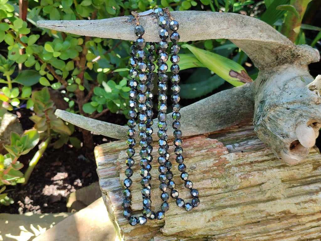 Polished Hematite Faceted Bead Necklace - sold per item- From China - Toprock Gemstones and Minerals 