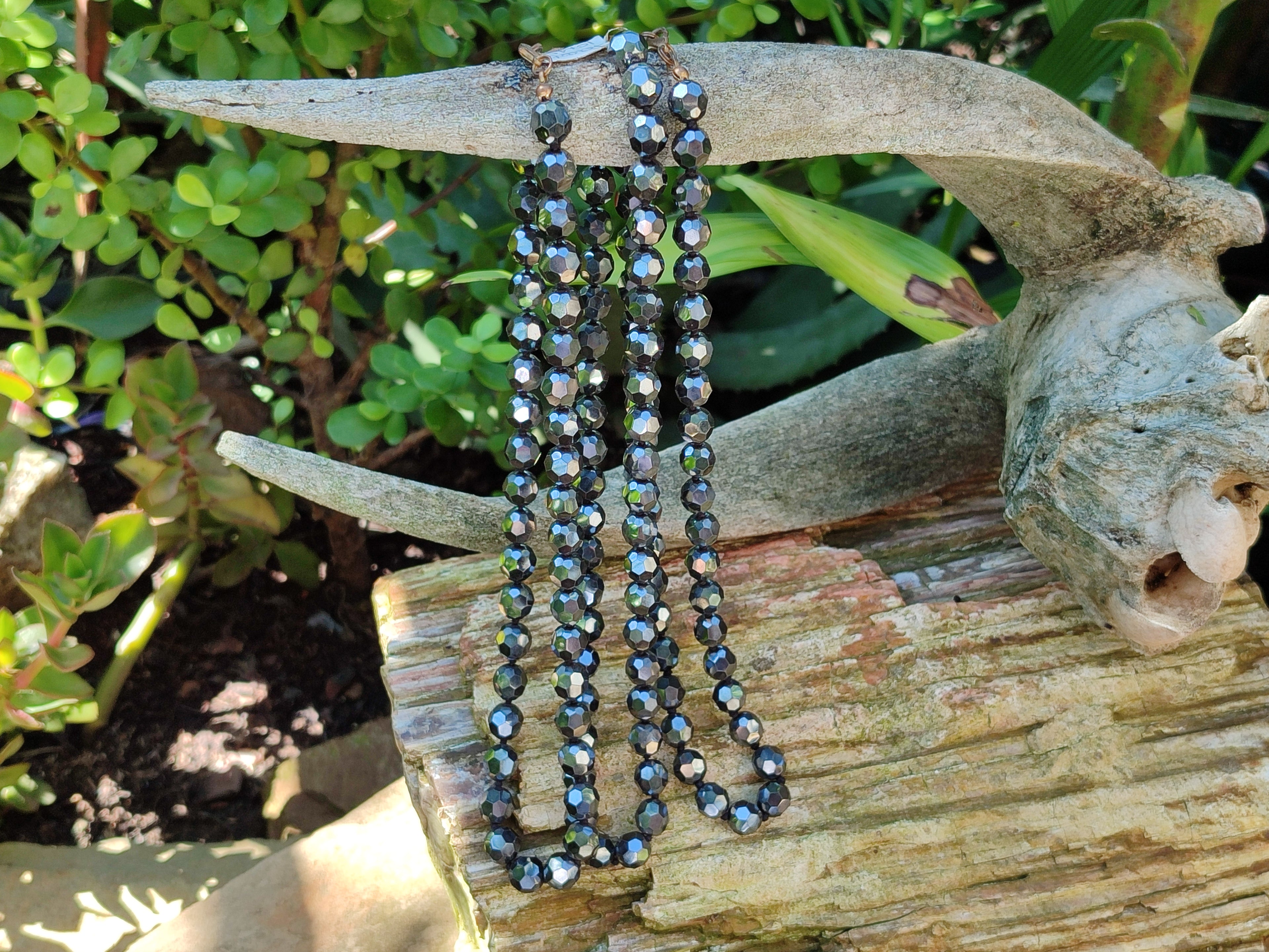 Polished Hematite Faceted Bead Necklace - sold per item- From China - Toprock Gemstones and Minerals 