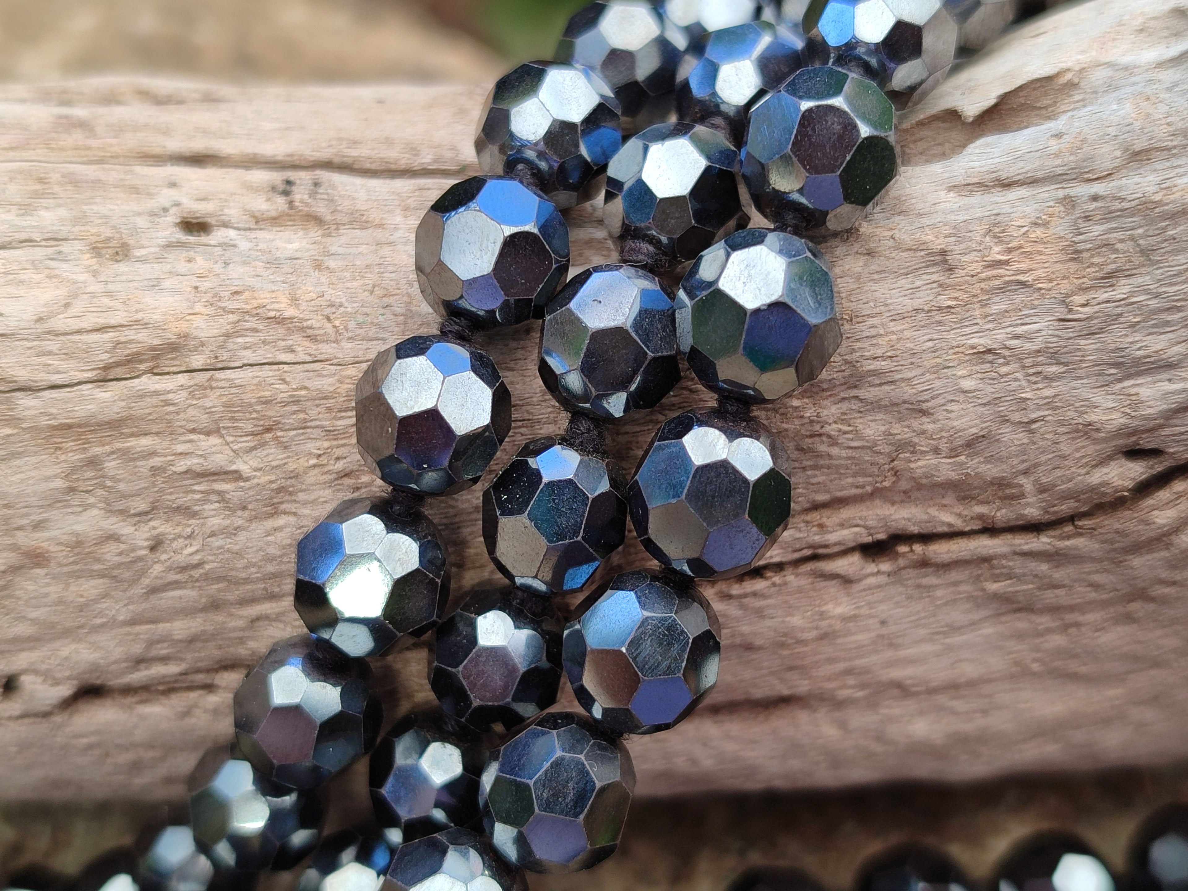 Polished Hematite Faceted Bead Necklace - sold per item- From China - Toprock Gemstones and Minerals 