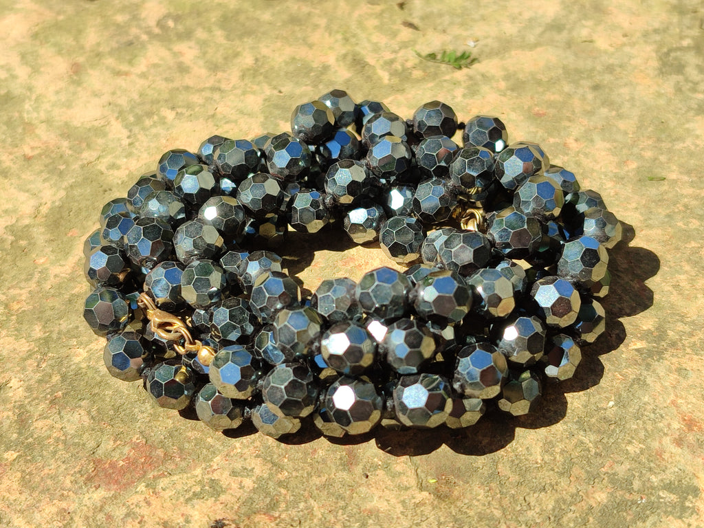 Polished Hematite Faceted Bead Necklace - sold per item- From China - Toprock Gemstones and Minerals 