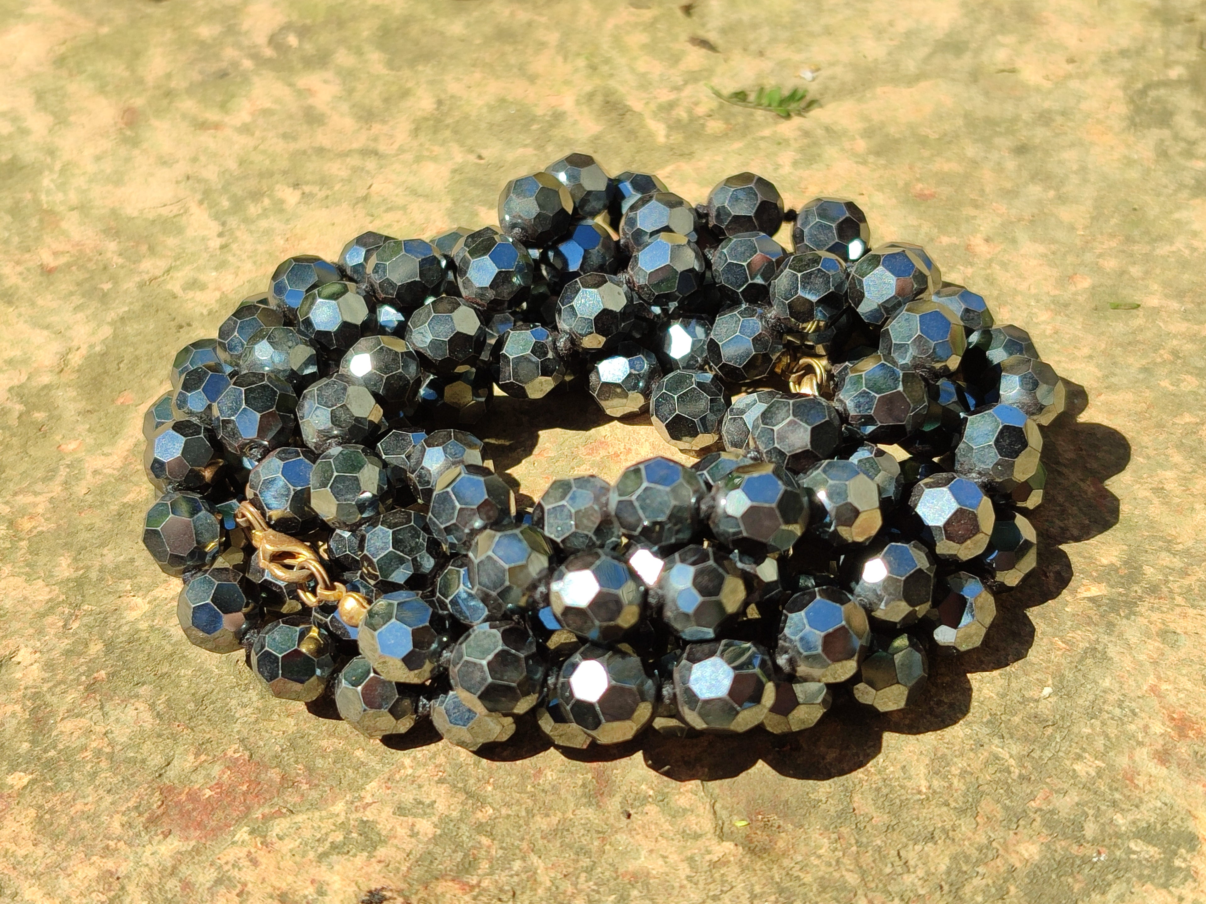 Polished Hematite Faceted Bead Necklace - sold per item- From China - Toprock Gemstones and Minerals 