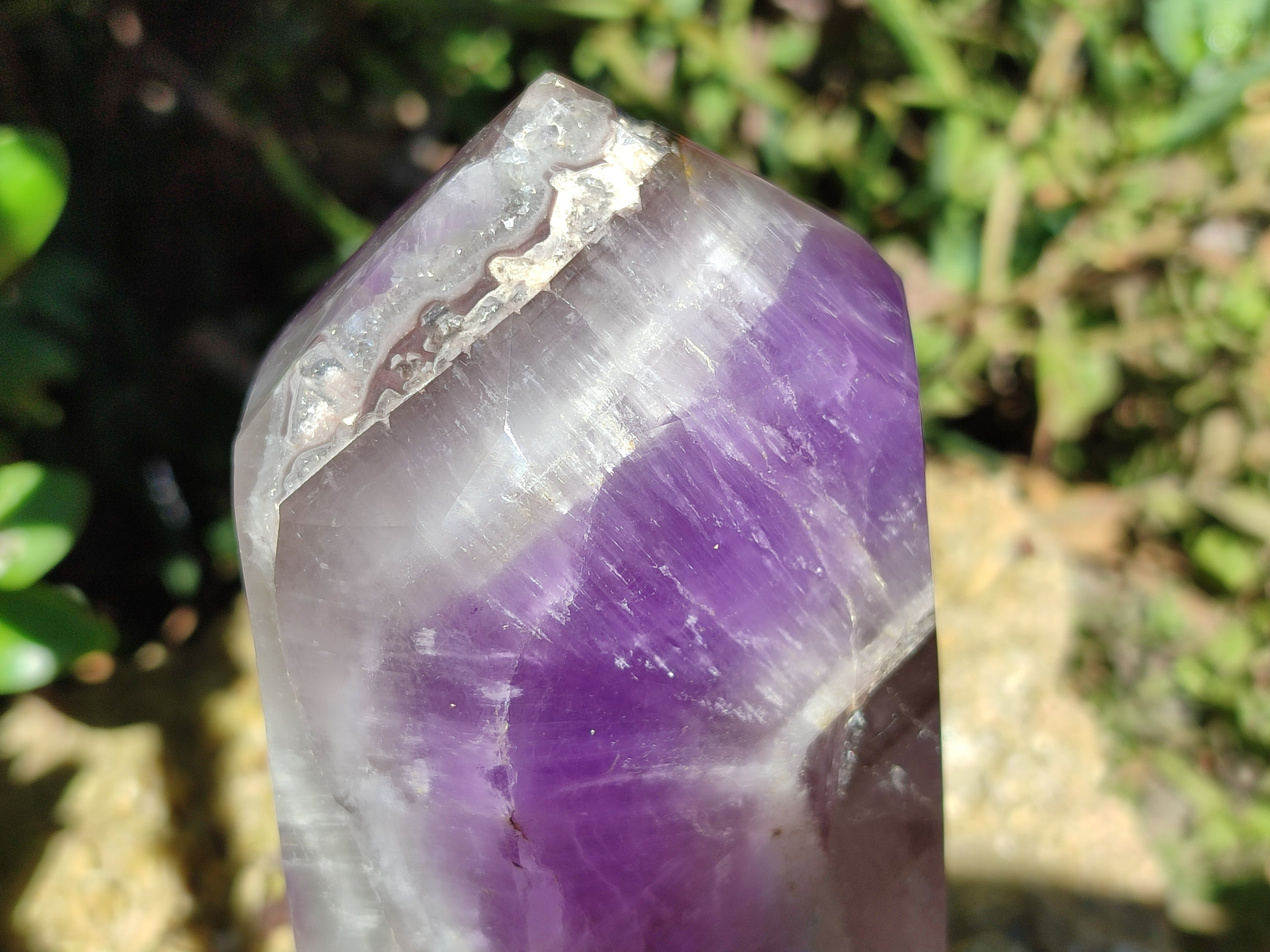 Polished Chevron Amethyst Point x 1 from Madagascar - Toprock Gemstones and Minerals 