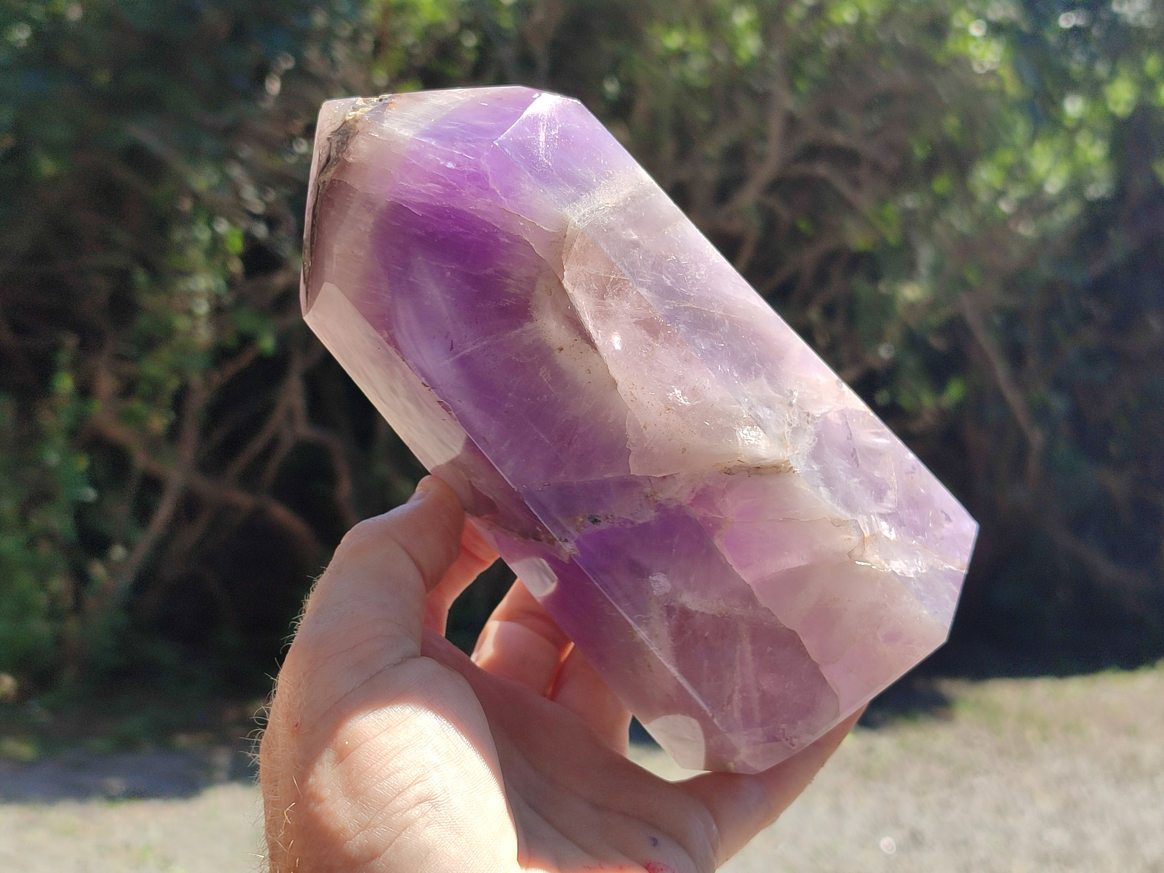 Polished Chevron Amethyst Point x 1 from Madagascar - Toprock Gemstones and Minerals 