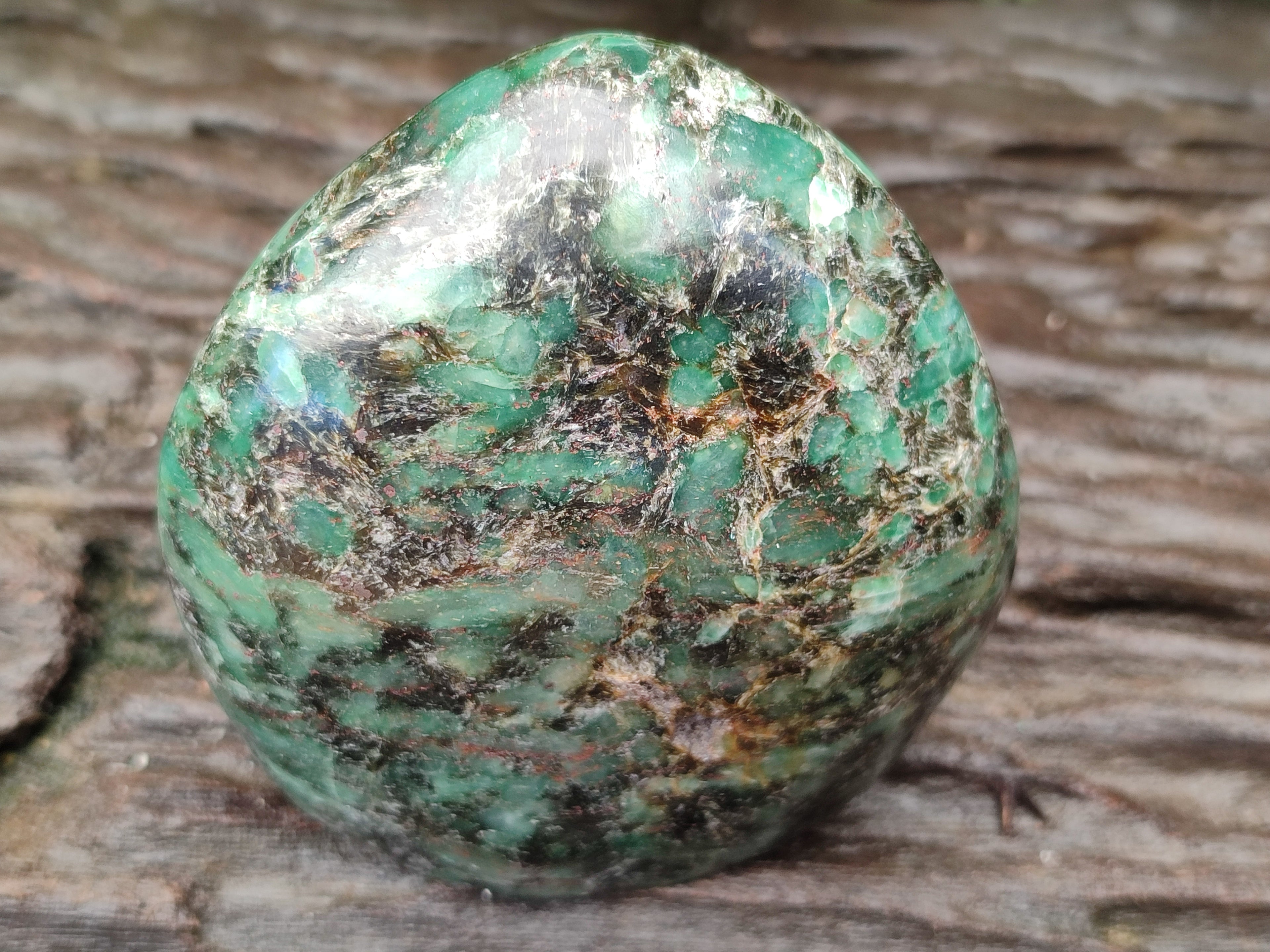 Polished Rare Emerald Mica In Matrix Standing Free Forms x 3 From Mutoko, Zimbabwe - Toprock Gemstones and Minerals 
