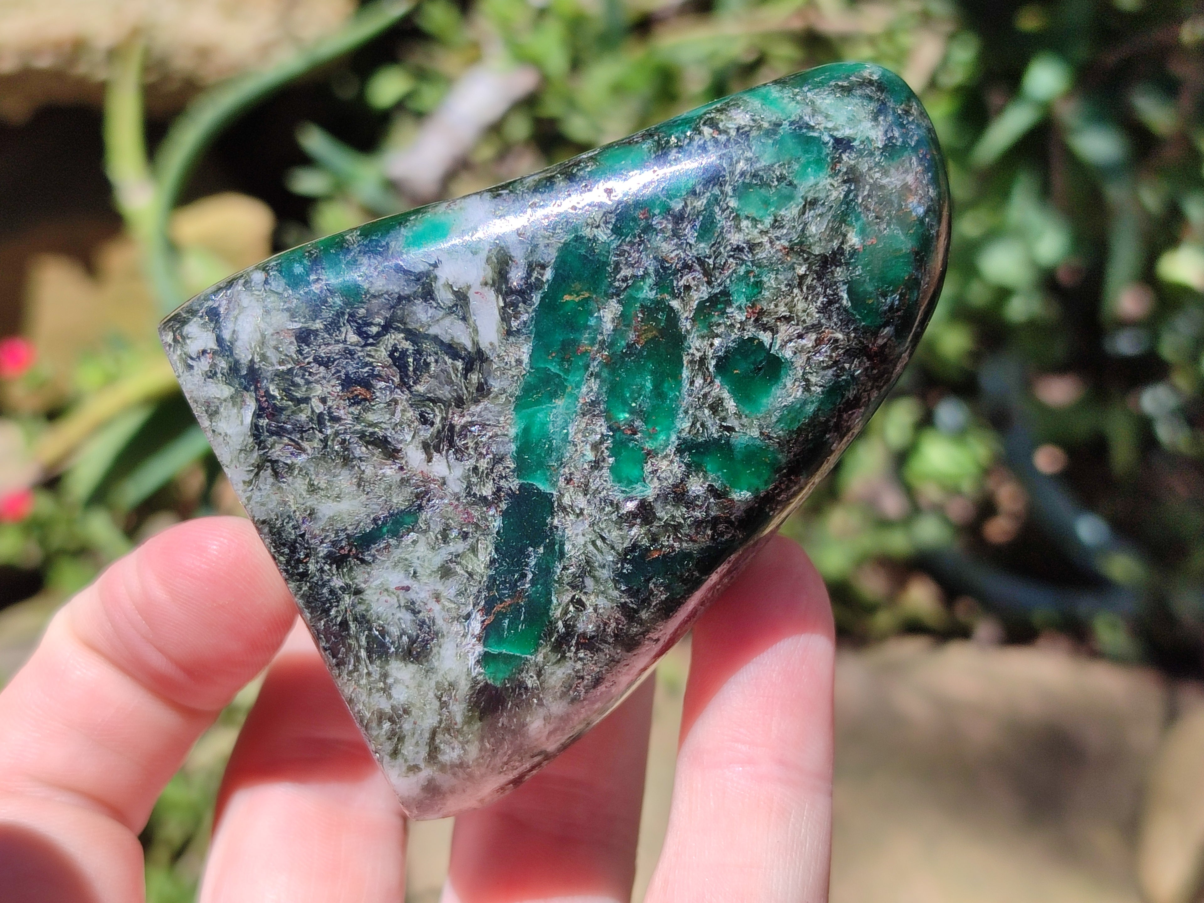 Polished Rare Emerald Mica In Matrix Standing Free Forms x 3 From Mutoko, Zimbabwe - Toprock Gemstones and Minerals 