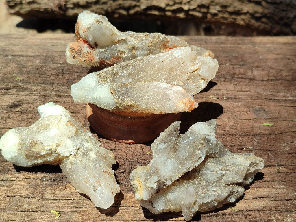 Natural Drusy Quartz Coated Calcite Pseudomorph Specimens x 12 From Alberts Mountain, Lesotho - Toprock Gemstones and Minerals 