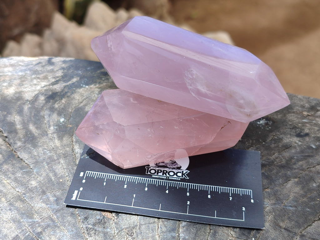 Polished Double Terminated Rose Quartz Points x 12 From Ambatondrazaka, Madagascar - Toprock Gemstones and Minerals 